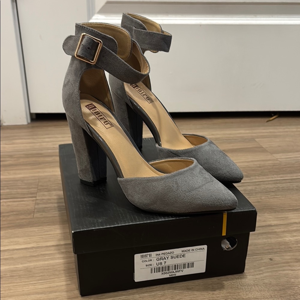 Gray Suede Women's Heels